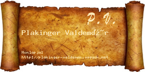 Plakinger Valdemár névjegykártya
